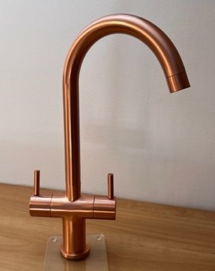 EVO SHANNON BRUSHED COPPER MONO DUAL LEVER SWAN NECK KITCHEN SINK MIXER TAP with SWIVEL SPOUT, KTAP003CU/COP